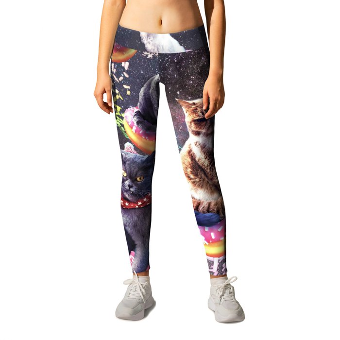 Galaxy Cat Donut - Space Cats Riding Donuts Leggings