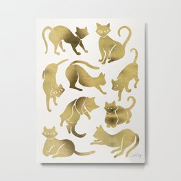 Cat Positions – Gold Palette Metal Print
