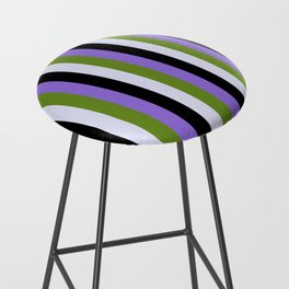 Purple, Green, Lavender & Black Colored Lined/Striped Pattern Bar Stool