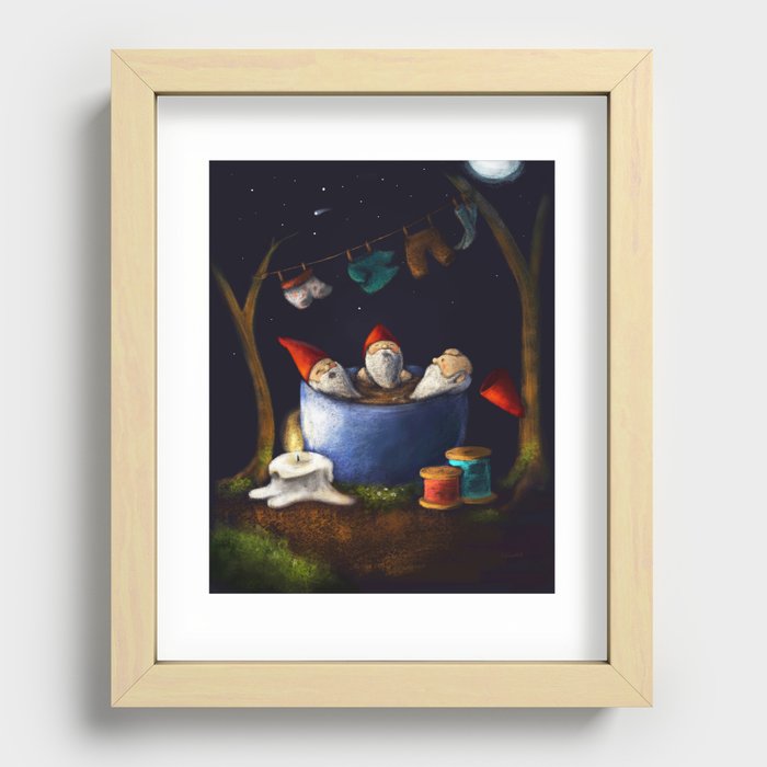 Bathing Gnomes Recessed Framed Print