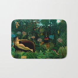 Henri Rousseau - The Dream - Art Print Poster Painting Bath Mat | Henri Rousseau, Print, Art, Lion, Painting, Nude, Tropical, Queen, Female, Poster 