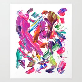 Rainbow Brush Stroke Party Abstract Painting Art Print