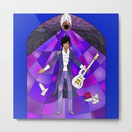 Purple Messiah Stained Glass Metal Print | Graphicdesign, Digital, Guitar, Light, Rose, Rain, Eye, Music, Dove, Cloud 