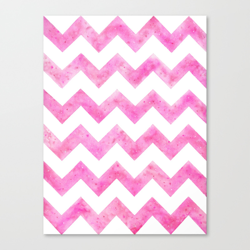 Cherry Blossom Chevron Pink Chevron Art Watercolor Painting By