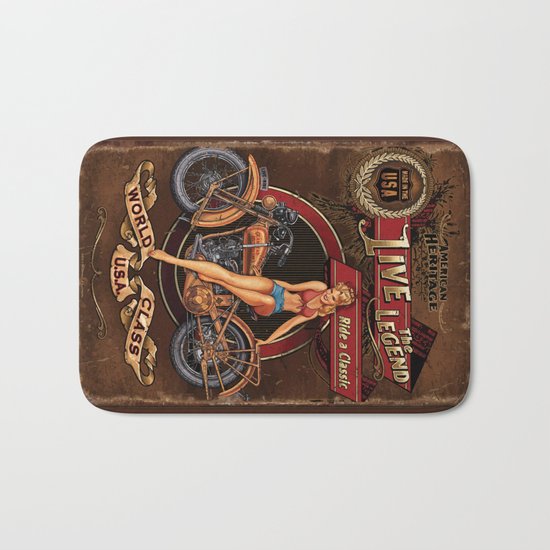 Live the Legend - Motorcycle Vintage Tin Sign Bath Mat