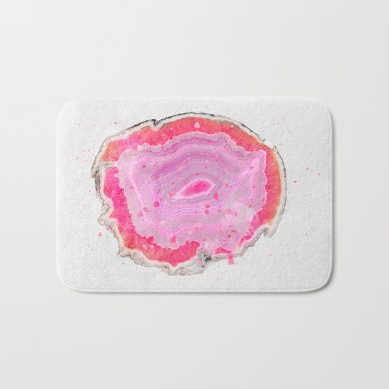 Pink Agate Watercolor Bath Mat