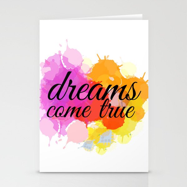 Dreams come true Watercolor motivational short positivity quotes Stationery Cards