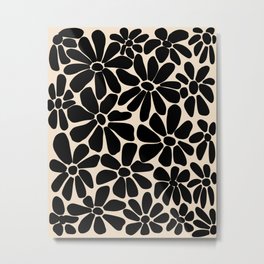 Black and White Retro Floral Art Print  Metal Print | Black And White, Nature, White, Drawing, Digital, Flower, 60S, Pop Art, Gabriela Thomeu, Floral 