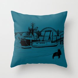 Sea Lion's Port Newport Oregon Throw Pillow