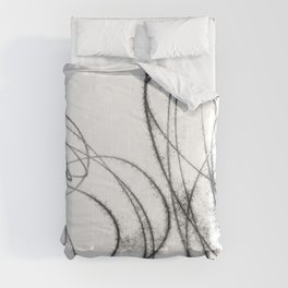 Minimalist Abstract Line Drawing in Black and White Comforter