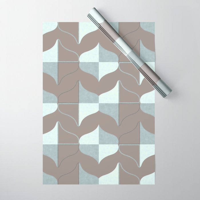 WHALE SONG Midcentury Modern Organic Shapes Warm Gray Wrapping Paper