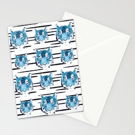 Blue tiger black stripes Stationery Card
