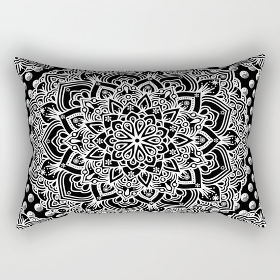Black & White Yin Yang Mandala Rectangular Pillow