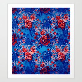 Floral Garden at Night: Red Art Print
