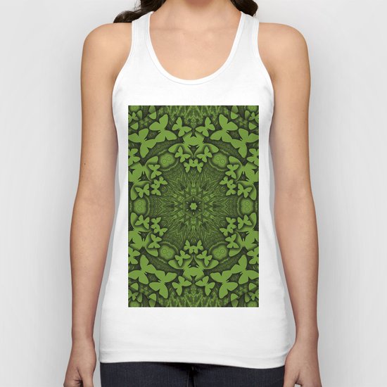 Butterfly kaleidoscope in green Unisex Tank Top