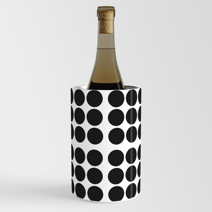 Black On White Dots Retro Modern Pattern Wine Chiller