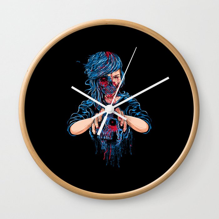 Devil Horror Skull Illustration Wall Clock