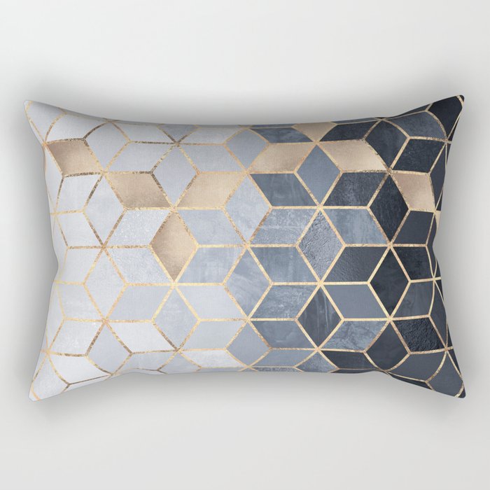 Soft Blue Gradient Cubes Rectangular Pillow