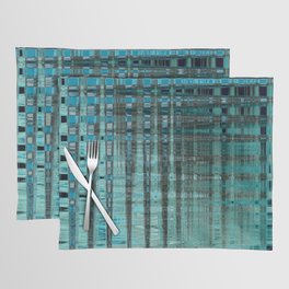 Distorted Turquoise Blue Check Pattern Placemat