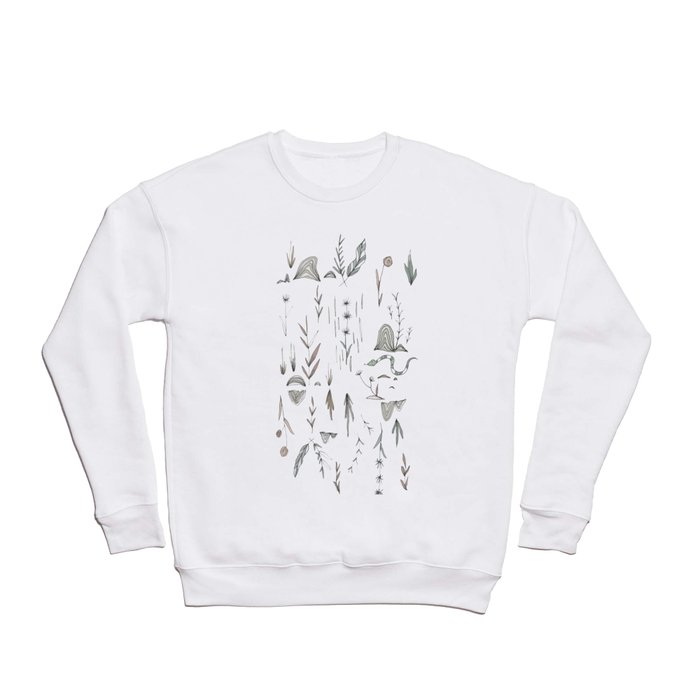 Abstract Woodland Pen and Ink and Watercolor Illustration Crewneck Sweatshirt