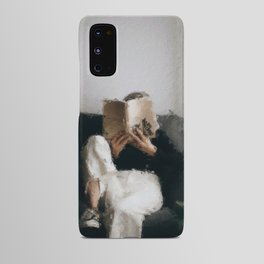 digital oil painting of a faceless woman reading on a sofa Android Case