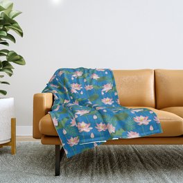 Lotus Love #pattern #tropical #nature Throw Blanket