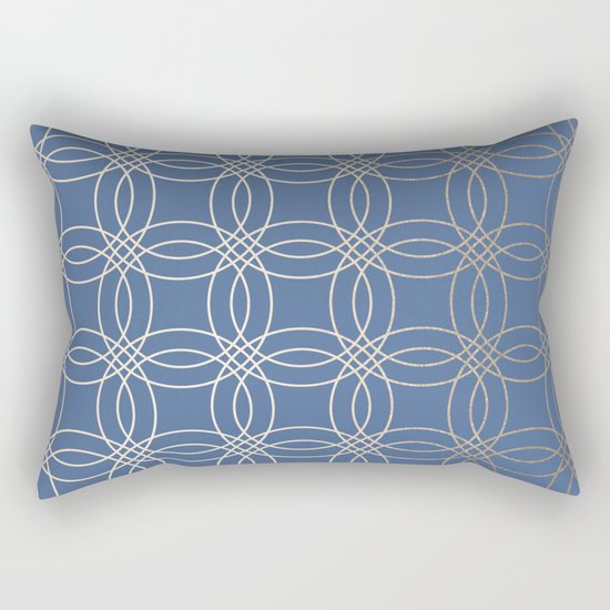 Simply Vintage Link in White Gold Sands and Aegean Blue Rectangular Pillow