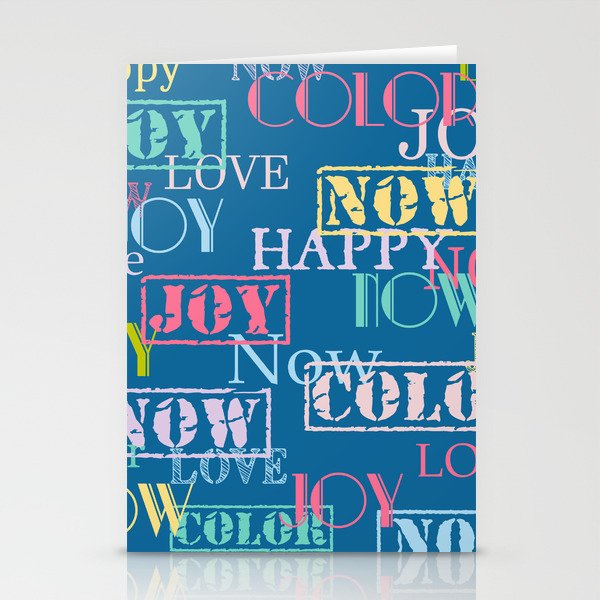 Enjoy The Colors - Colorful typography modern abstract pattern on navy blue color Stationery Cards