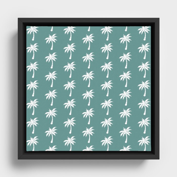 Palm tree pattern - turquoise Framed Canvas