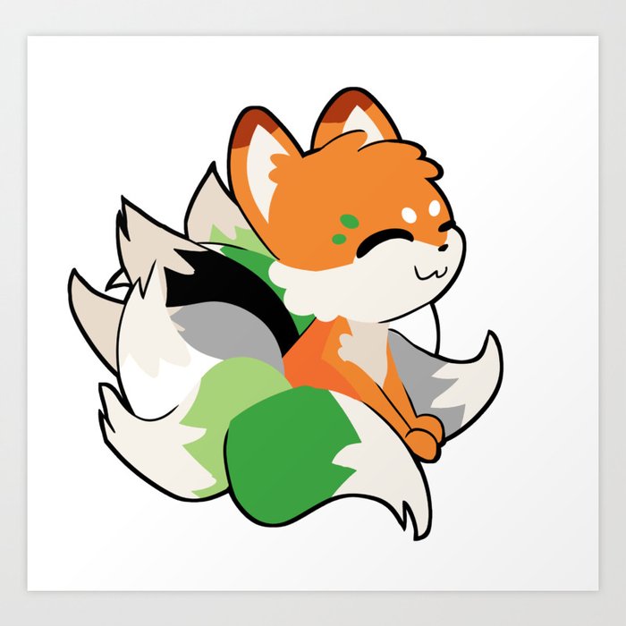 Pride Nine Tailed Aro Fox Art Print