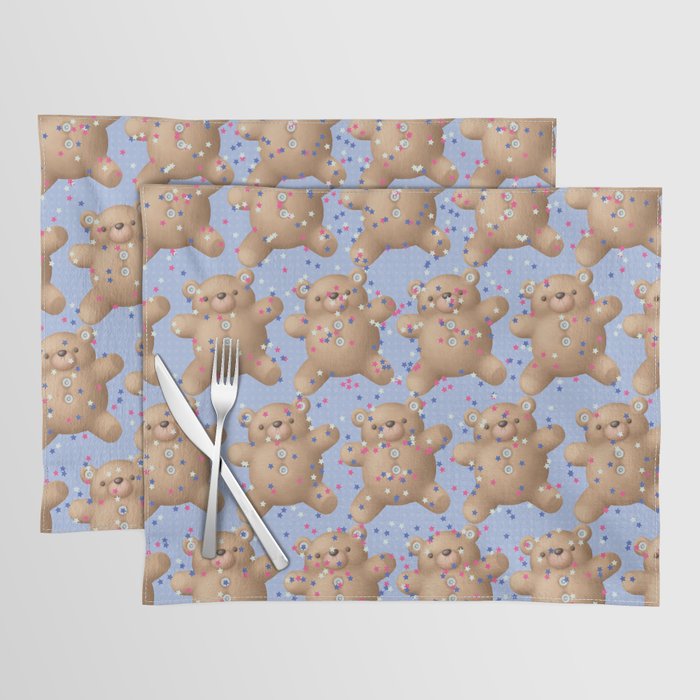 Teddy Bears Pattern (Colorful Stars) Placemat