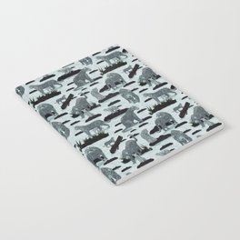 seamless pattern with group of gray leopards Notebook
