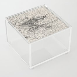 Kraków - Poland - Black and White Map Acrylic Box