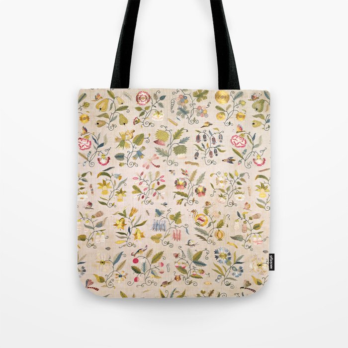 Antique Multicolor English Country Cottage Floral  Tote Bag