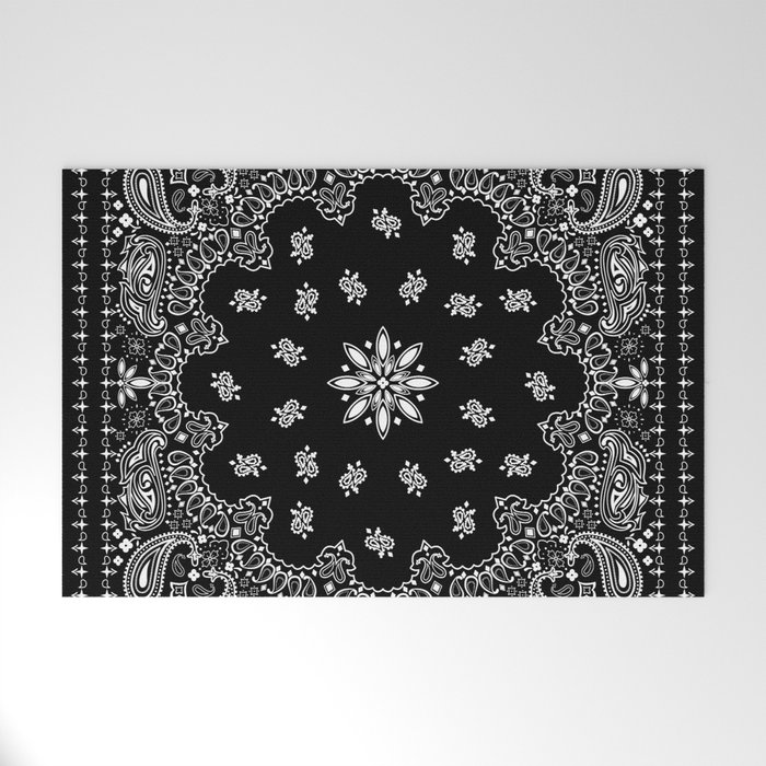 black and white bandana pattern Welcome Mat