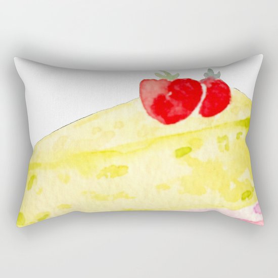 Lemon & Strawberry Cake Rectangular Pillow