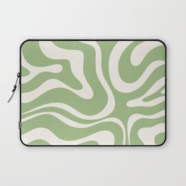 Modern Liquid Swirl Abstract Pattern in Light Sage Green and Cream Laptop Sleeve | Pattern, Kierkegaarddesign, Contemporary, Cool, Trippy, Trendy, Digital, Abstract, Modern, 70S 