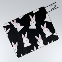 Easter Bunny Pattern- Black Picnic Blanket
