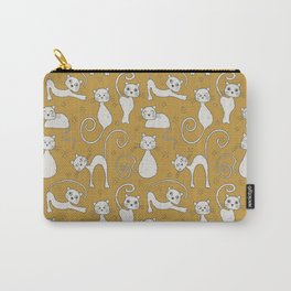 Mustard yellow and off-white cat pattern Carry-All Pouch
