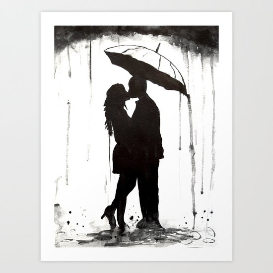 Couple, black and white Art Print