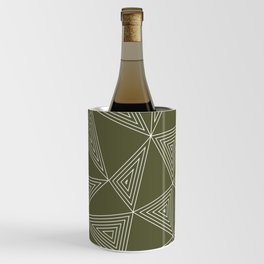 Triangles within Triangle: White Triangles and Khaki Background Wine Chiller