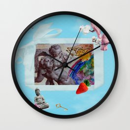 My private heaven Wall Clock | Birds, Fruits, Angel, Fish, Health, Paleblue, Digital, Surreal, Sky, Boho 