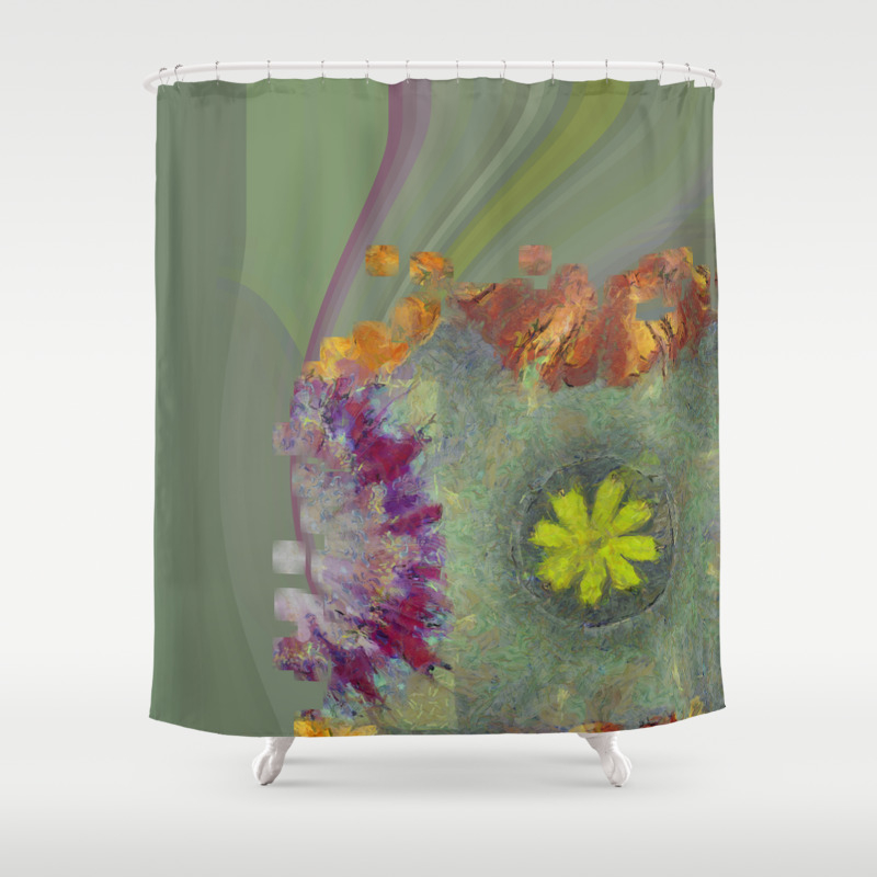 Trabes Stripped Flowers Id 16165 151640 97070 Shower Curtain By