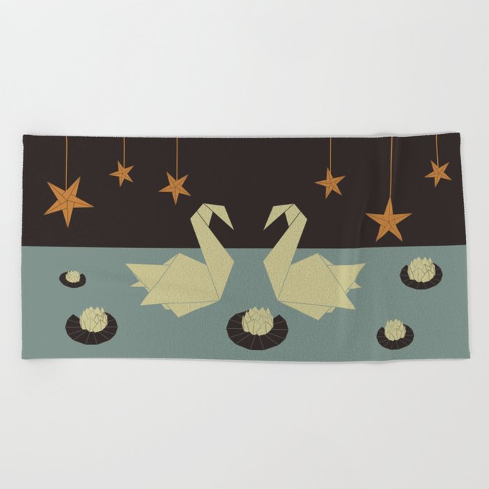Origami swan Beach Towel by almostblue Society6