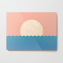 Sunset Pink Sky - Horizon Metal Print | Sun, Sunrise, Seascape, Landscape, Painting, Sunset, Ocean, Wave, Mesmerising, Scenery 