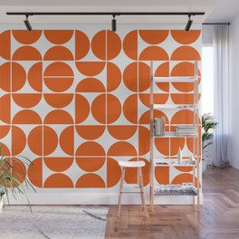 Mid Century Modern Geometric 04 Orange Wall Mural
