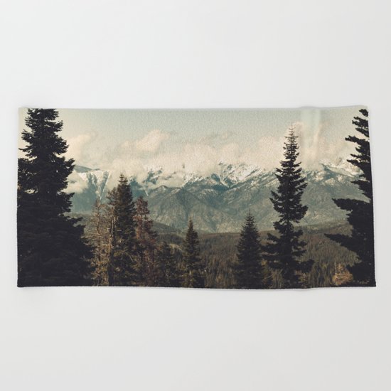 Snow capped Sierras Beach Towel
