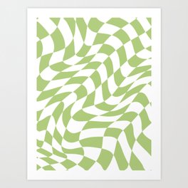 Wavy Matcha Green Checkered Print Art Print