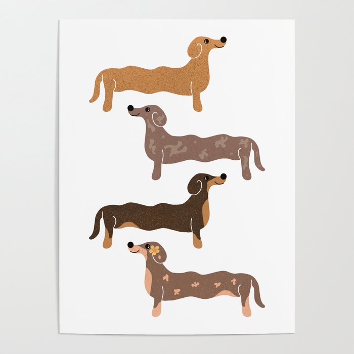 Sausage dog aka dachshund dog pattern Poster