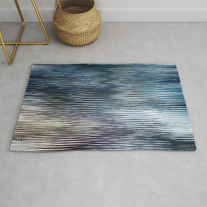 Abstract Fine Line Glitch Pattern Rug